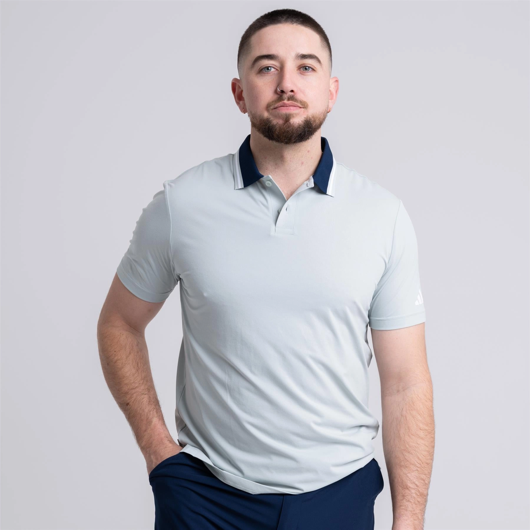 Beyond The Course Twistknit Polo Wonder Silver Adidas men's athletic apparel