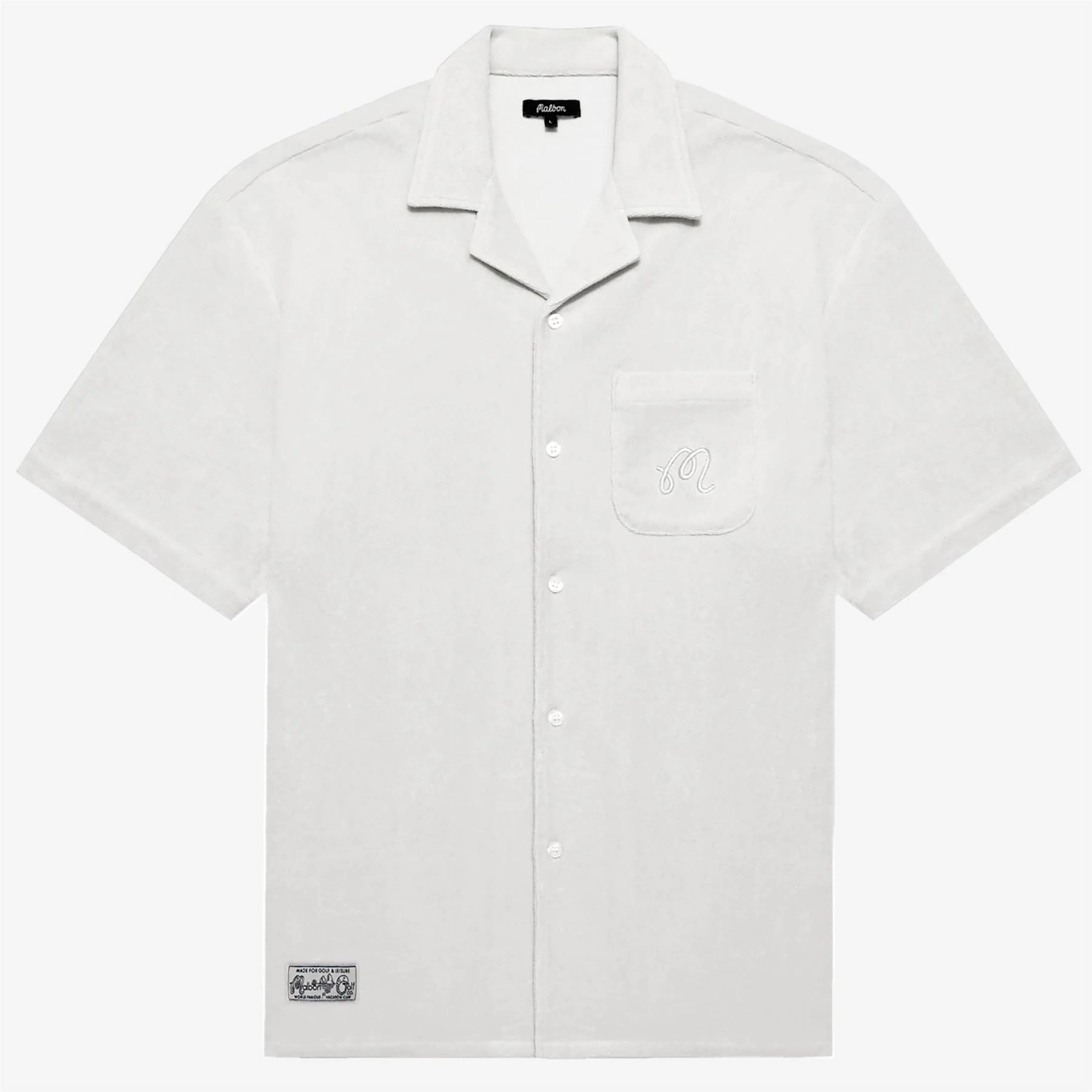 Bosco Button Up Shirt Ivory Malbon Men's Golf Lifestyle Wear