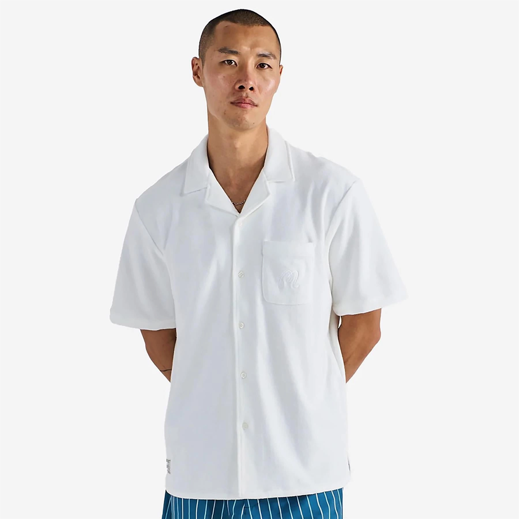 Bosco Button Up Shirt Ivory Malbon mens golf lifestyle wear