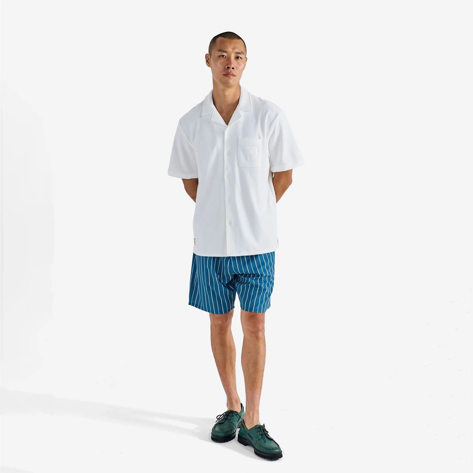 Bosco Button Up Shirt Ivory Malbon Men's Golf Lifestyle Wear