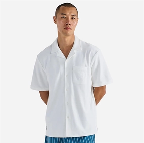 Bosco Button Up Shirt Ivory Malbon mens golf lifestyle wear