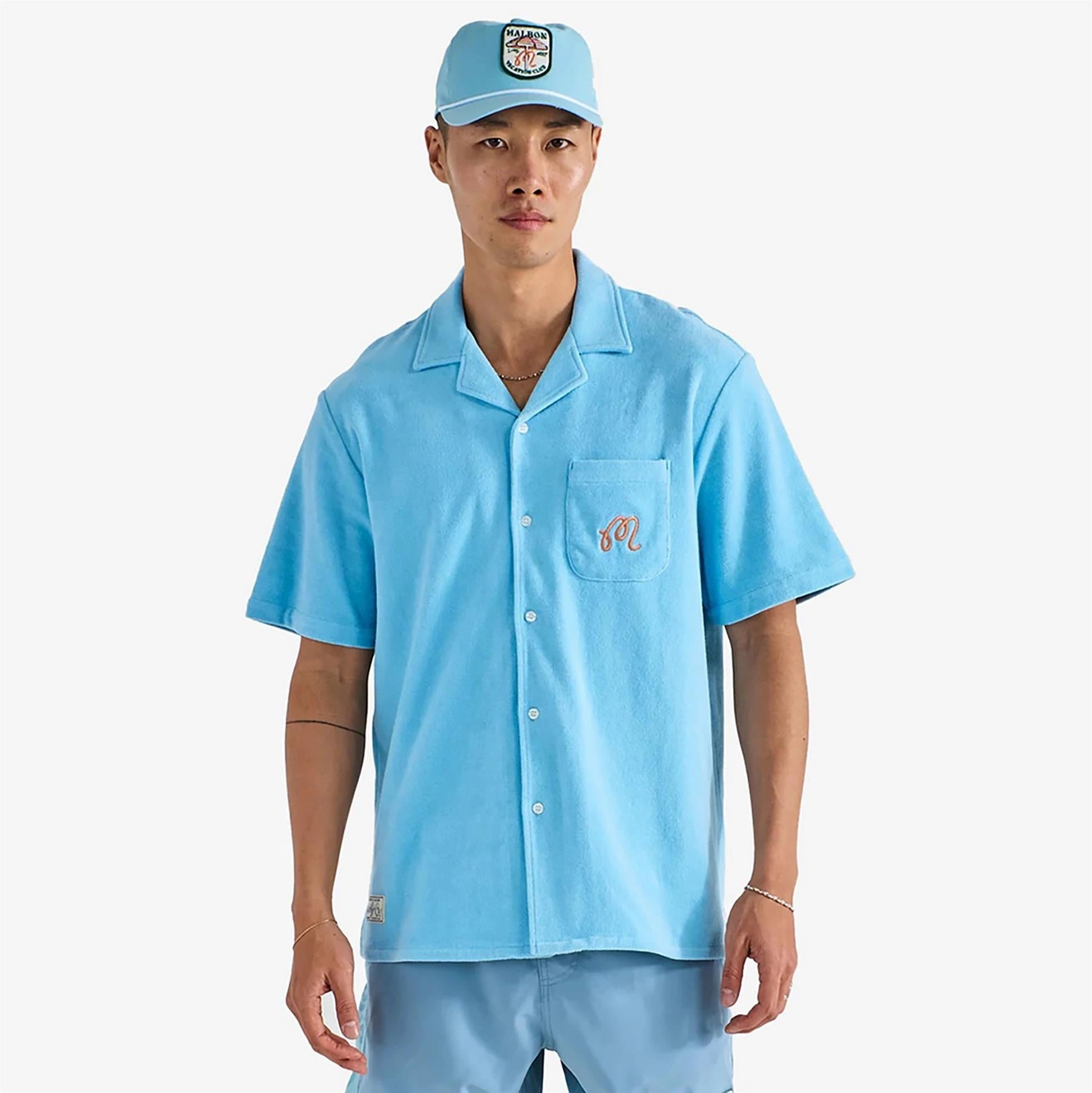 Bosco Button Up Shirt Light Blue Malbon mens golf lifestyle wear