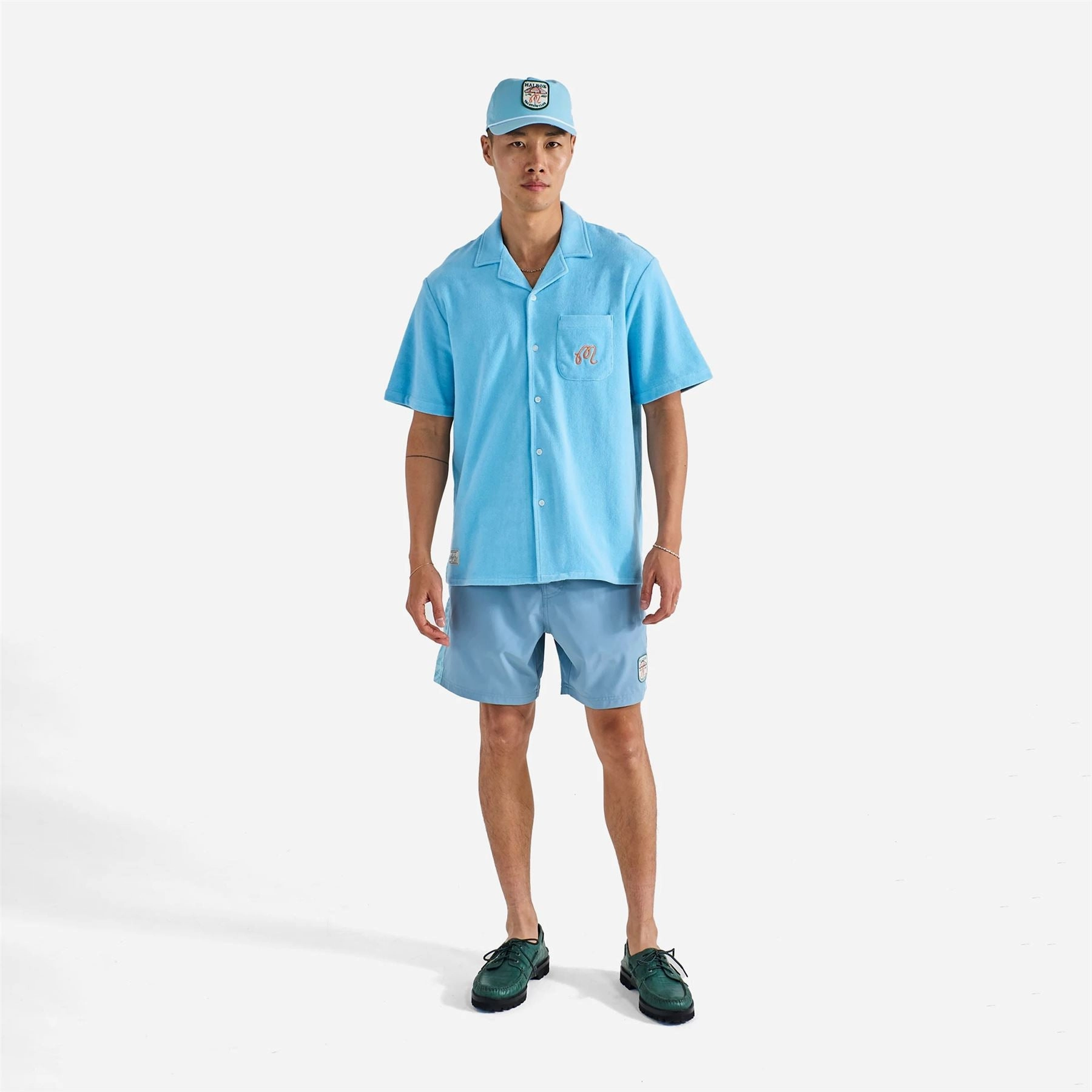 Bosco Button Up Shirt Light Blue Malbon Men's Golf Lifestyle Wear