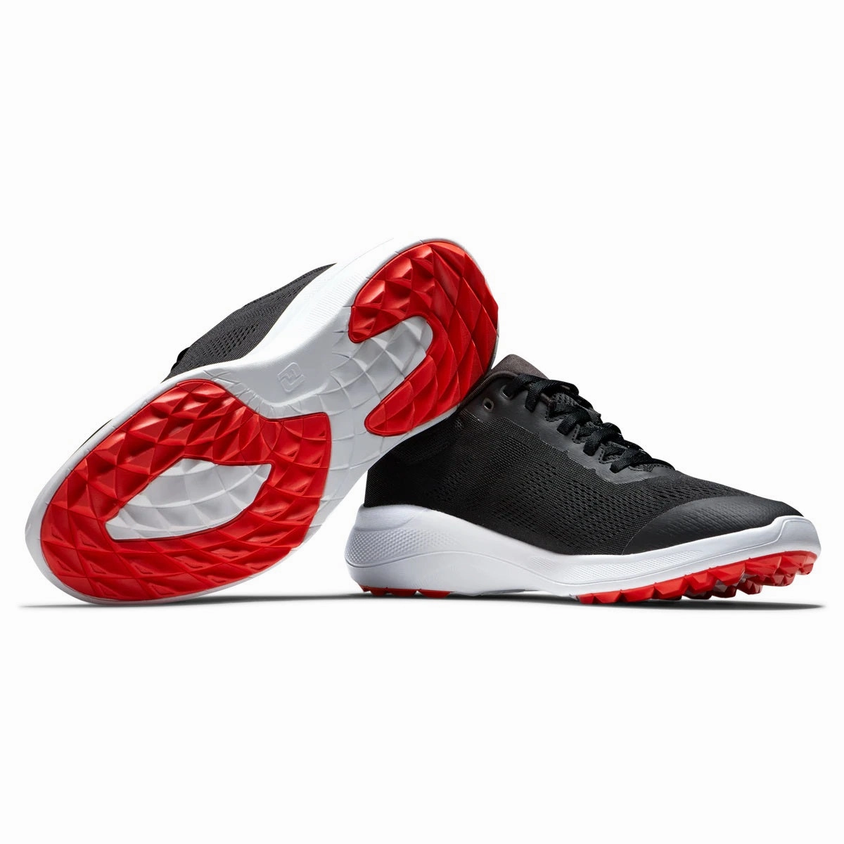 FootJoy Flex Golf Shoes Black/White/Red 56141 (Previous Season Style) Flexible Sole Shoes, Rubber Sole Sneakers, Lace-Up Sneakers