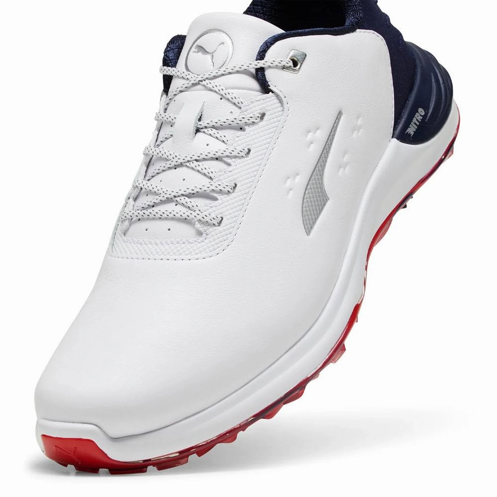 Waterproof Boots PUMA Phantomcat Nitro Golf Shoes White/Deep Navy/For All Time Red - 24 Men Poolside Shoes