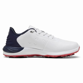 Bounce Grip PUMA Phantomcat Nitro Golf Shoes White/Deep Navy/For All Time Red - 24 Men Smooth Slip-On Trainers Trail Running Shoes