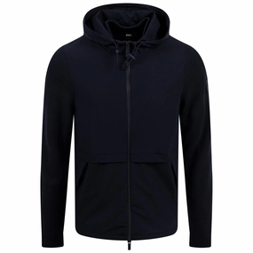 Brian Full Zip Softshell Hooded Jacket Dark Blue Boss men's fashion and office attire