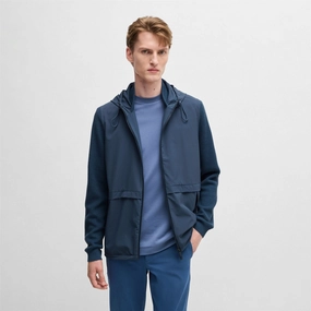 Brian Full Zip Softshell Hooded Jacket Medium Blue Boss men's fashion and office attire