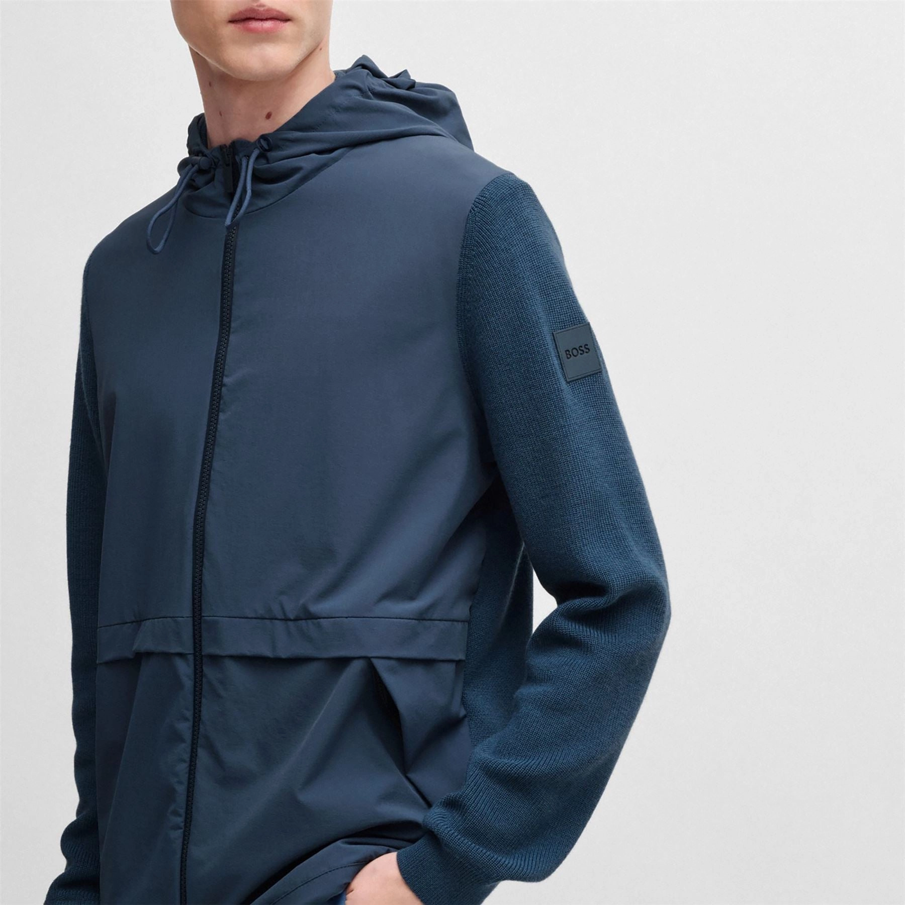 Brian Full Zip Softshell Hooded Jacket Medium Blue Boss Men's Fashion