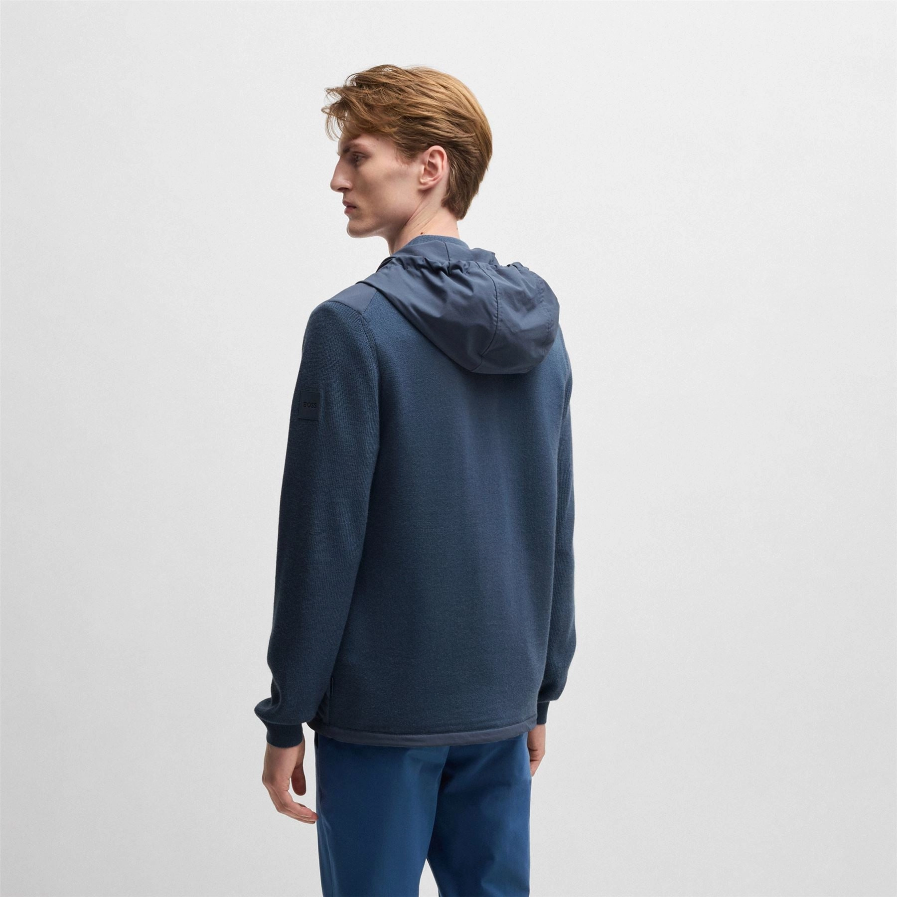 Brian Full Zip Softshell Hooded Jacket Medium Blue Boss Men's Fashion