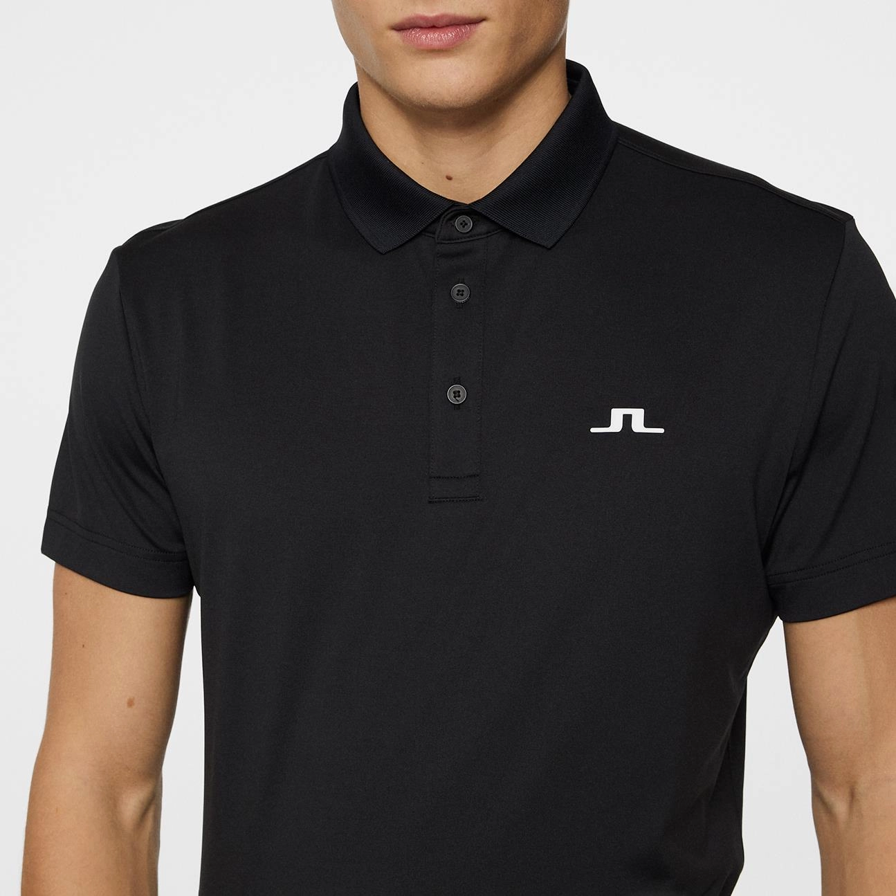Bridge Regular Fit Polo Black J.Lindeberg Golfwear for Men