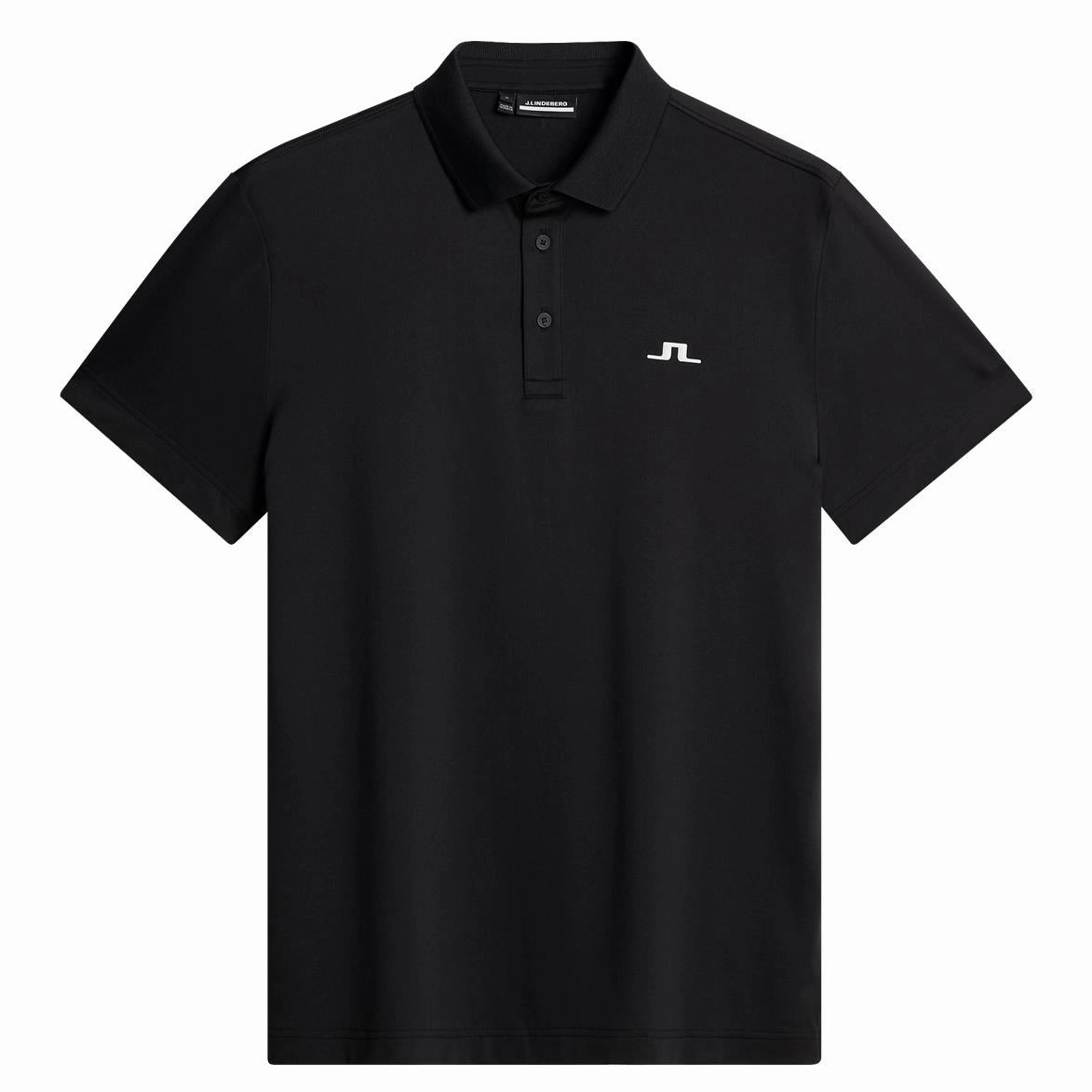 Bridge Regular Fit Polo Black J.Lindeberg Golfwear for Men