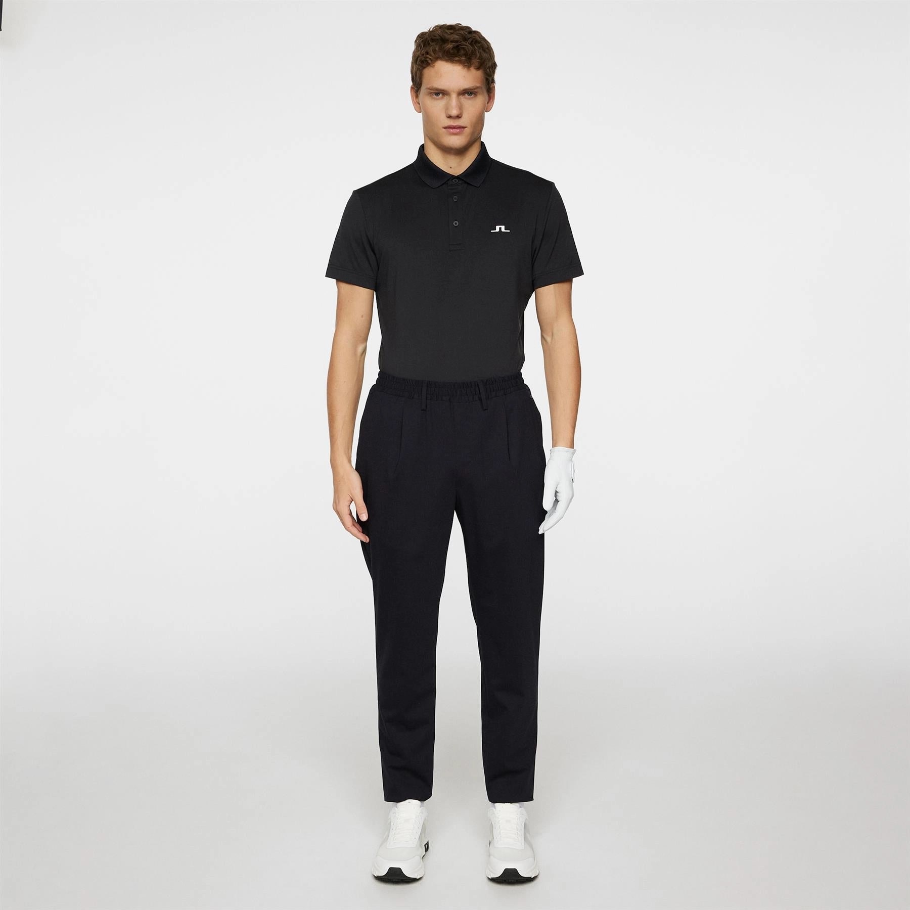 Bridge Regular Fit Polo Black J.Lindeberg Golfwear for Men