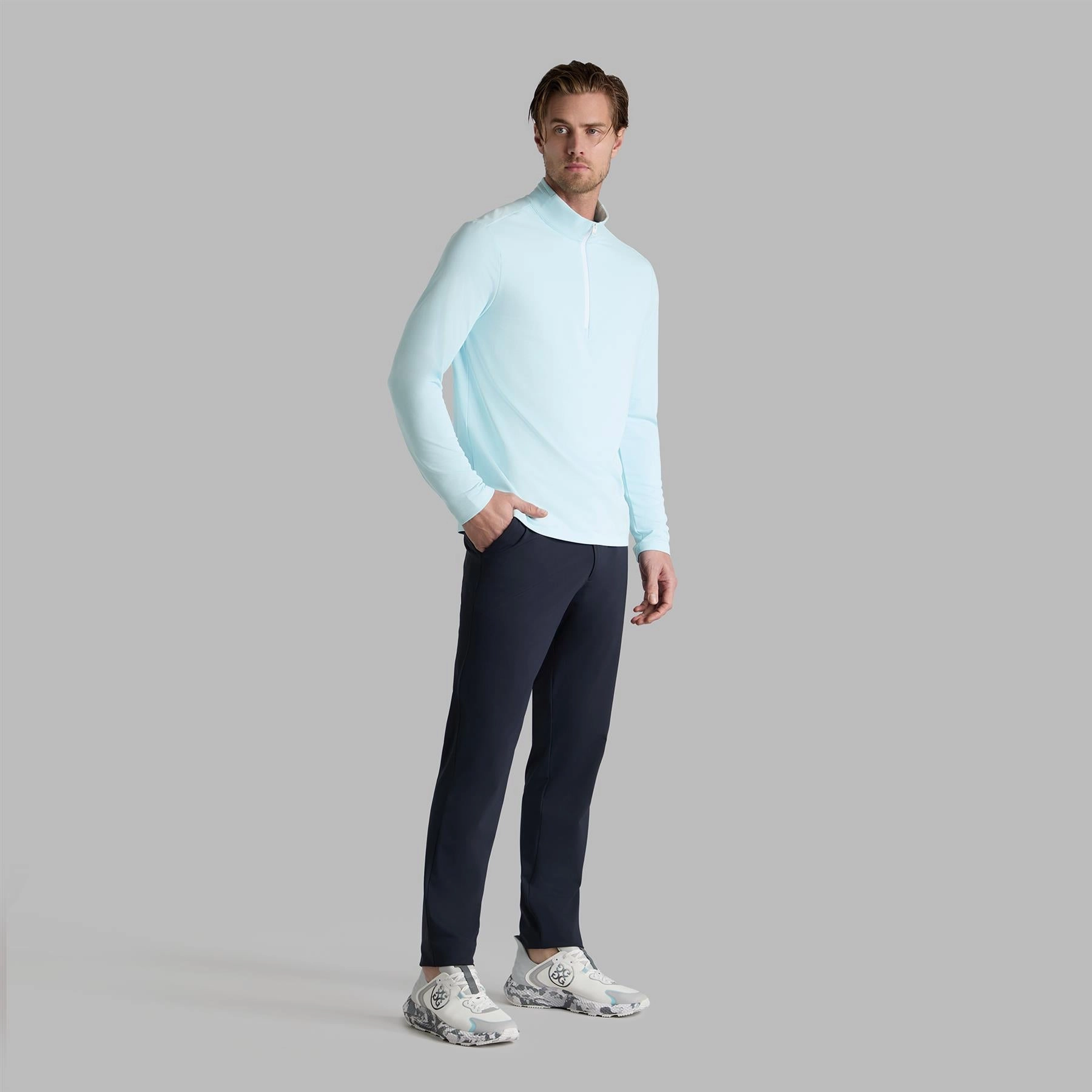 Brushed Back Tech Quarter Zip Mid Layer Daybreak G/Fore men's golf fashion