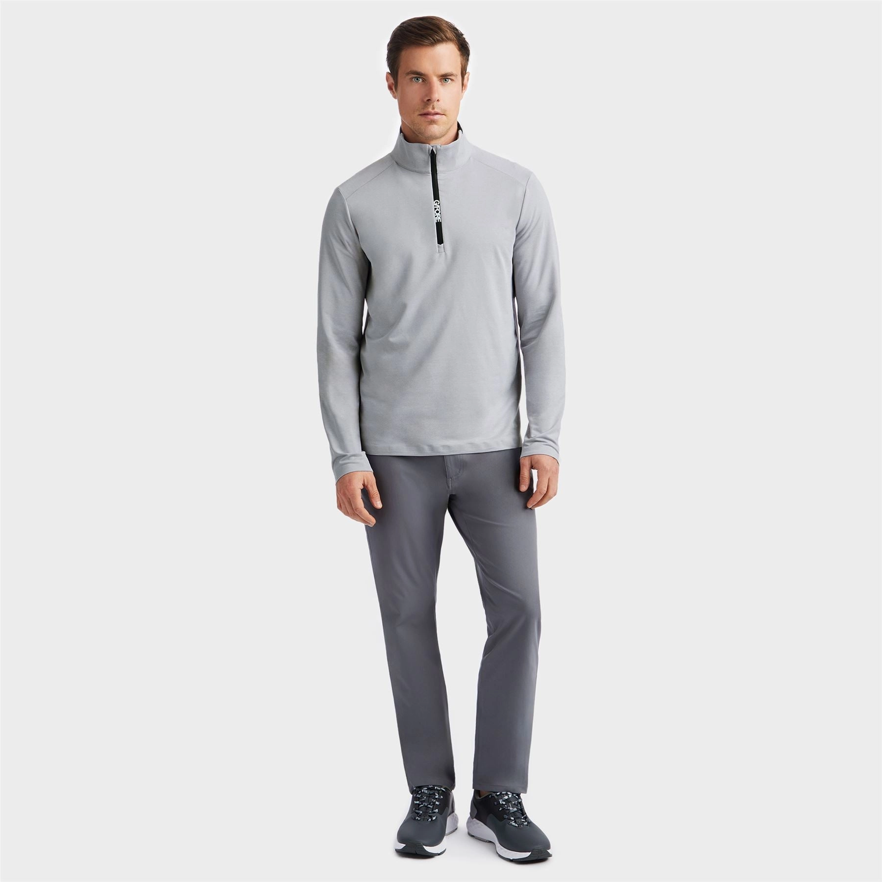Brushed Back Tech Quarter Zip Mid Layer Light Heather Grey G/Fore Men's Fashion