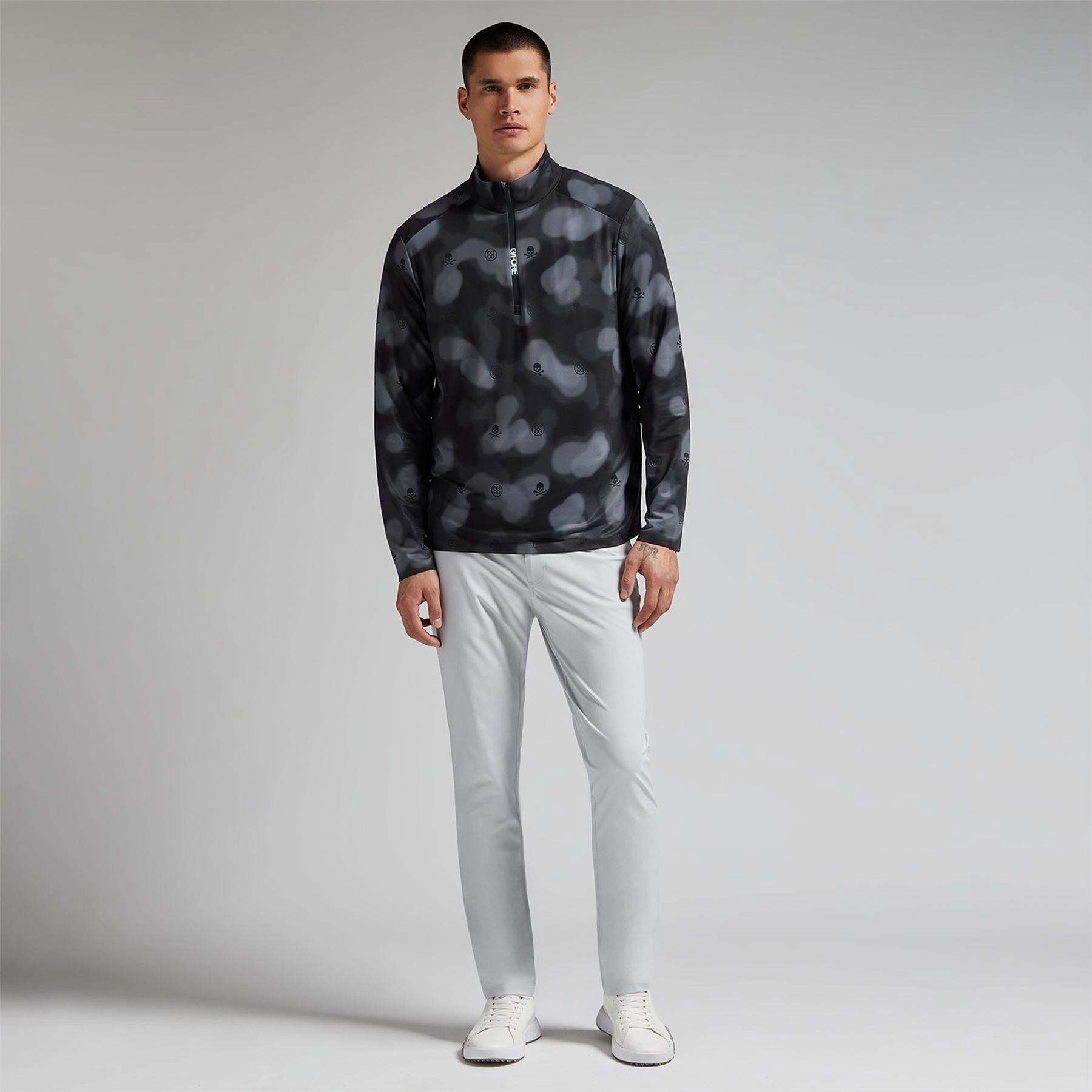 Brushed Back Tech Quarter Zip Mid Layer Onyx Blur Camo G/Fore Men's Fashion