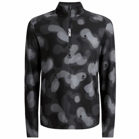 Brushed Back Tech Quarter Zip Mid Layer Onyx Blur Camo G/Fore men's golf fashion