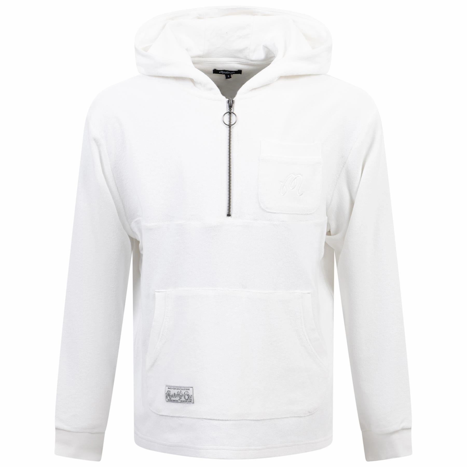 Castello French Terry Quarter Zip Hoodie White Malbon mens golf lifestyle wear
