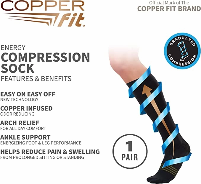 Road Running Shoes Copper Fit Energy Compression Socks