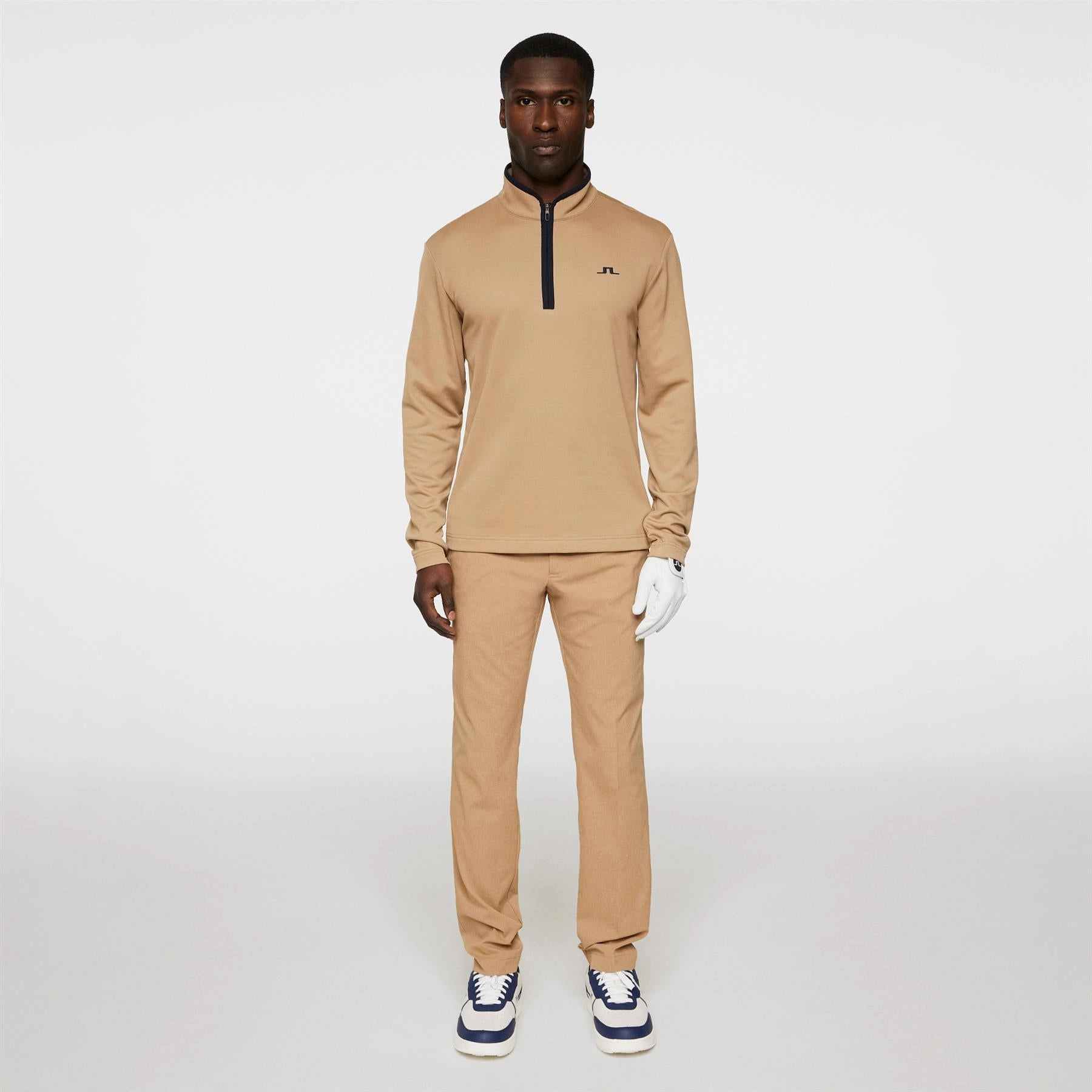 Clide Quarter Zip Mid Layer Tigers Eye J.Lindeberg Golfwear for Men