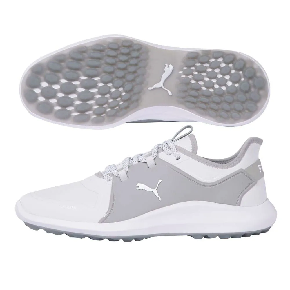 Cloud Sole PUMA Ignite Fasten8 Spikeless Golf Shoes White/Silver/High Rise - 21 Men Trail Running Sneakers Summer Slip-Ons, Waterproof Shoes