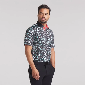 Cloudspun Abstract Camo Polo Black/Aquatic Puma men's athletic clothing