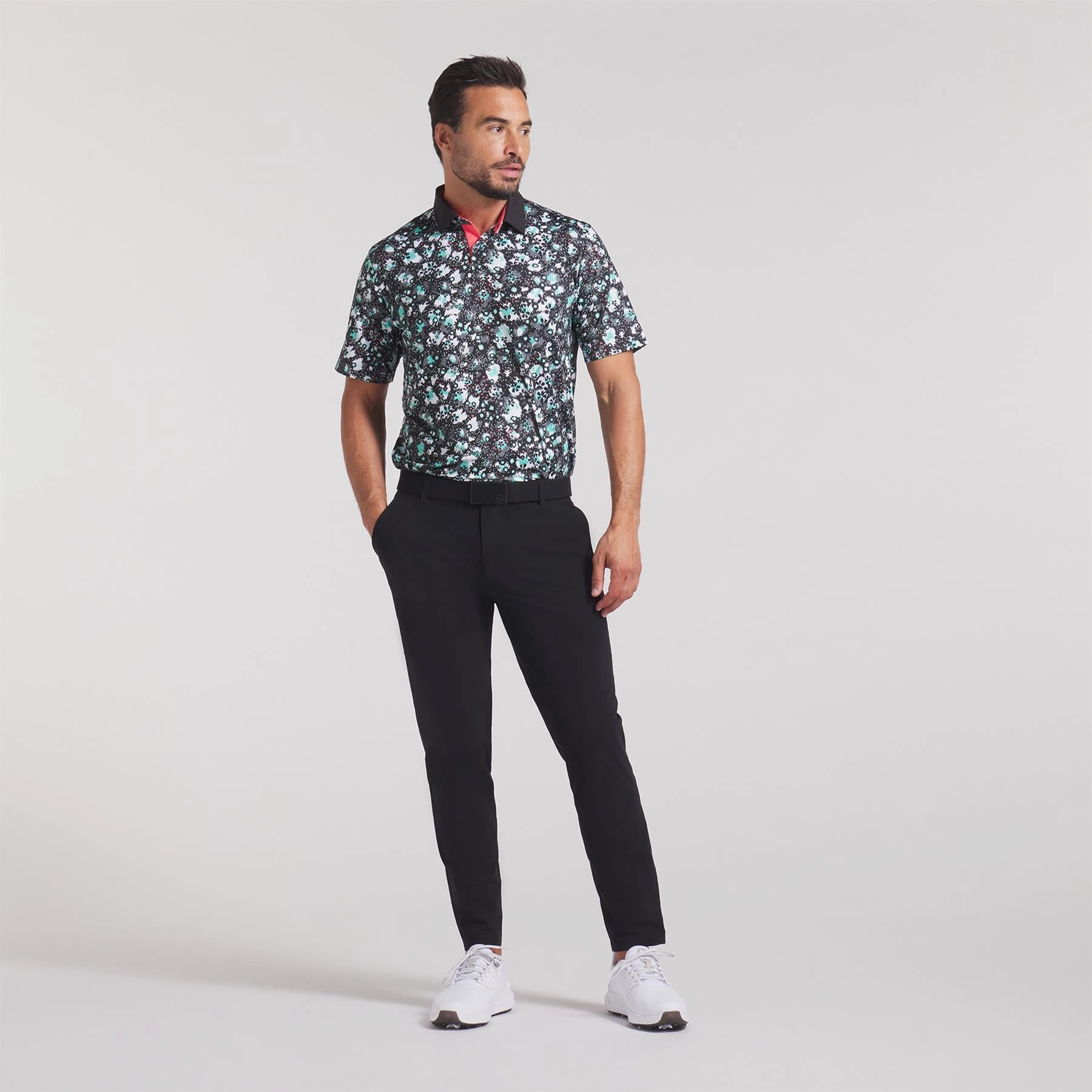 Cloudspun Abstract Camo Polo Black/Aquatic Puma Men's Sportswear
