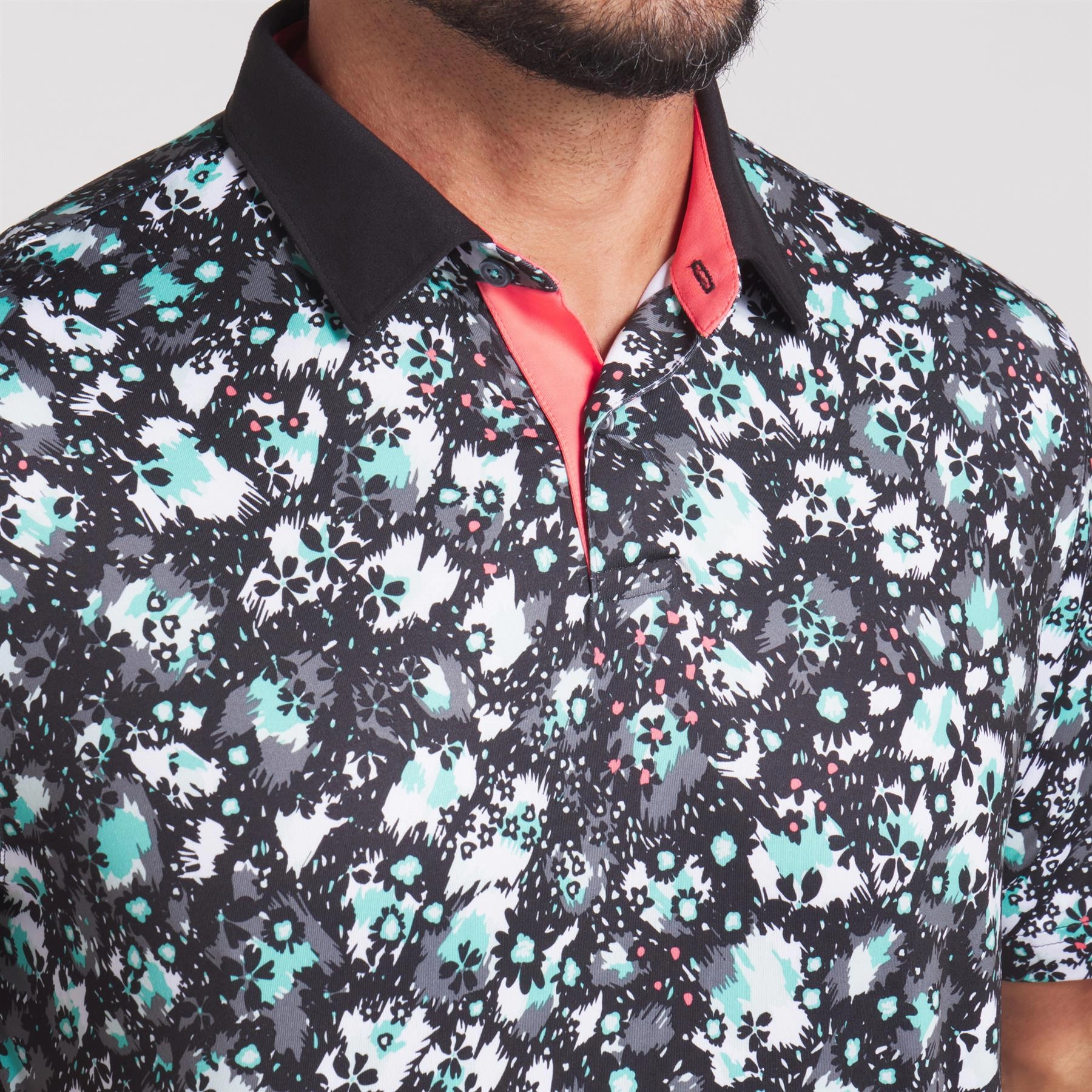 Cloudspun Abstract Camo Polo Black/Aquatic Puma Men's Sportswear
