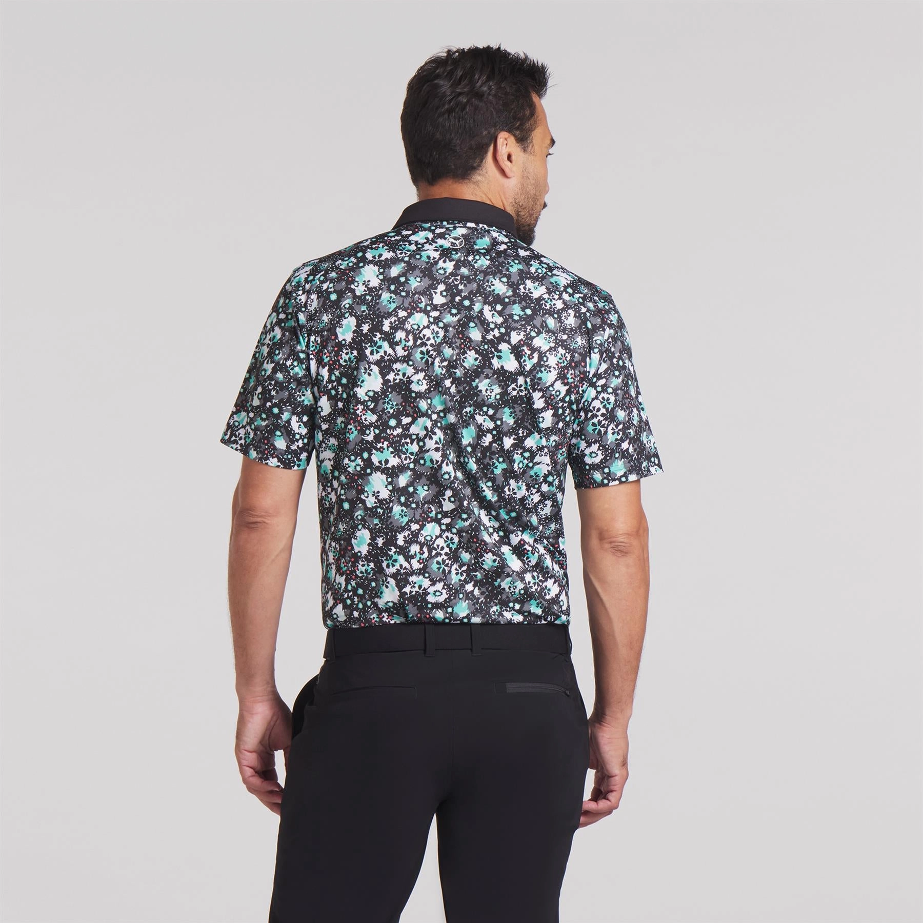 Cloudspun Abstract Camo Polo Black/Aquatic Puma Men's Sportswear