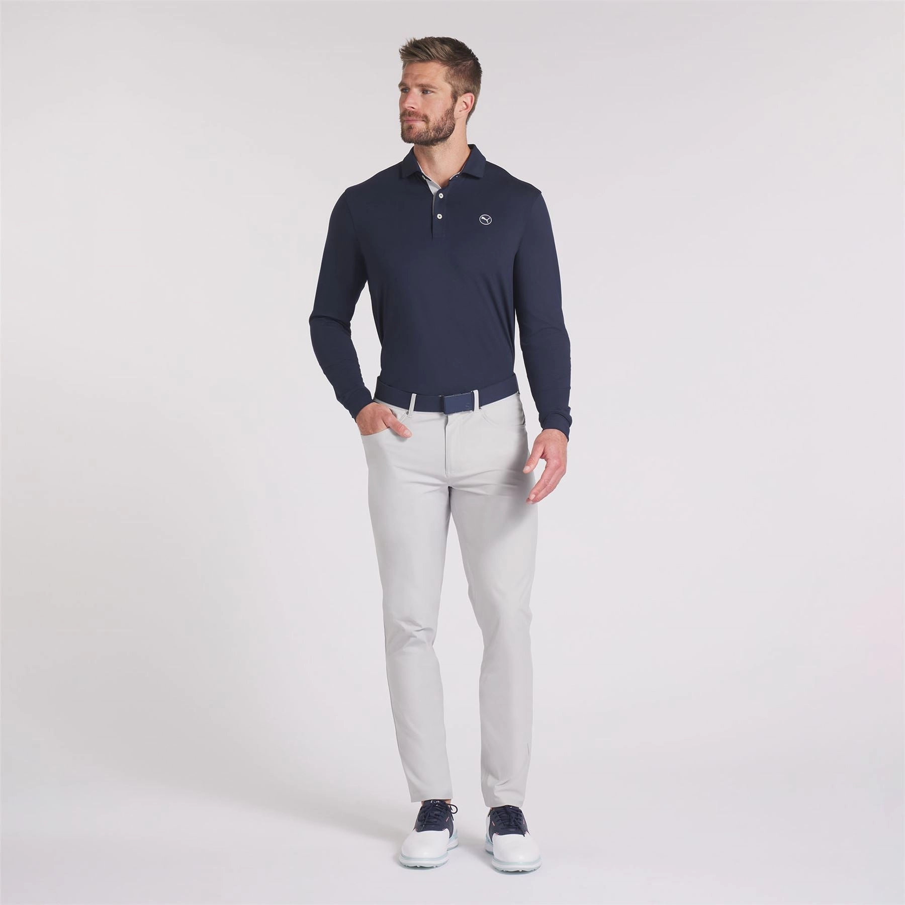 Cloudspun LS Midweight Polo Deep Navy/Ash Grey Puma Men's Sportswear