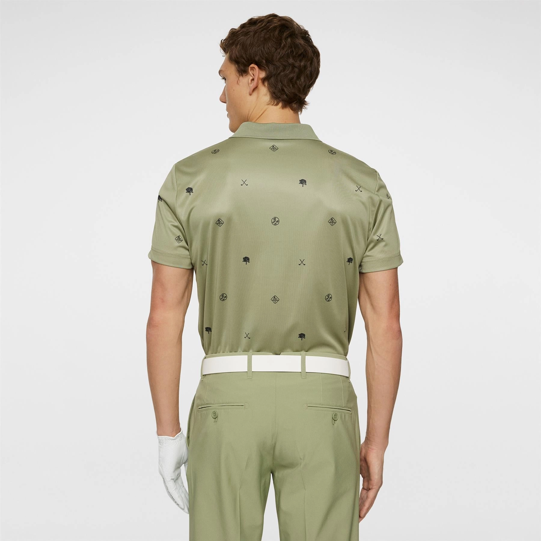 Club House Motif Polo Golf Micro Olive J.Lindeberg Golfwear for Men