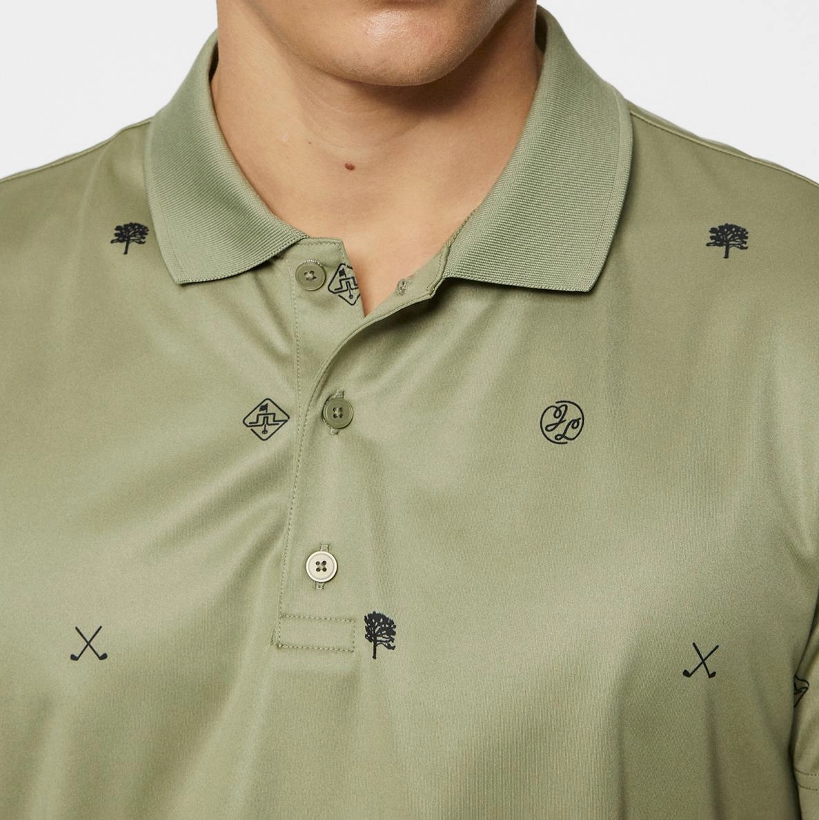 Club House Motif Polo Golf Micro Olive J.Lindeberg Golfwear for Men