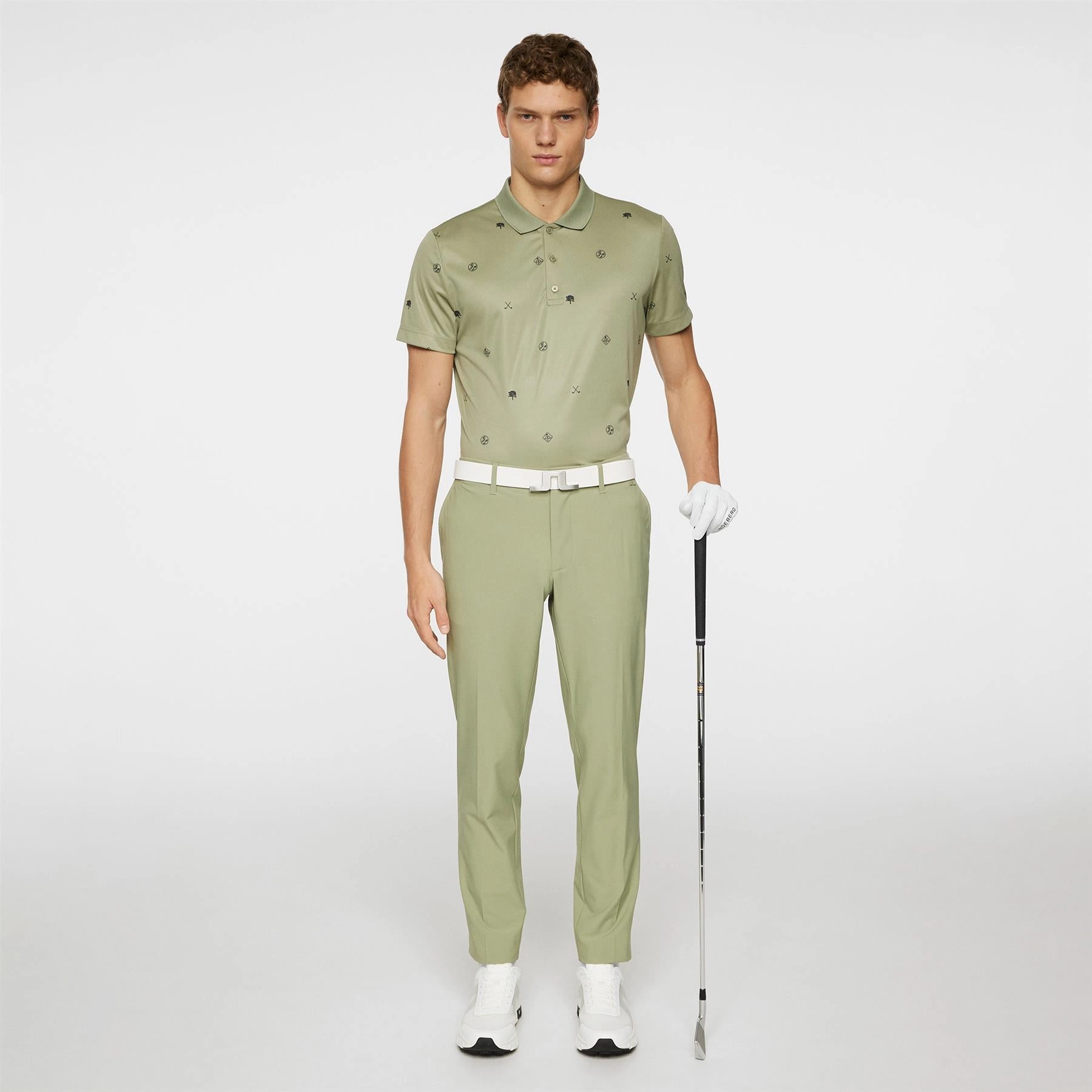 Club House Motif Polo Golf Micro Olive J.Lindeberg Golfwear for Men