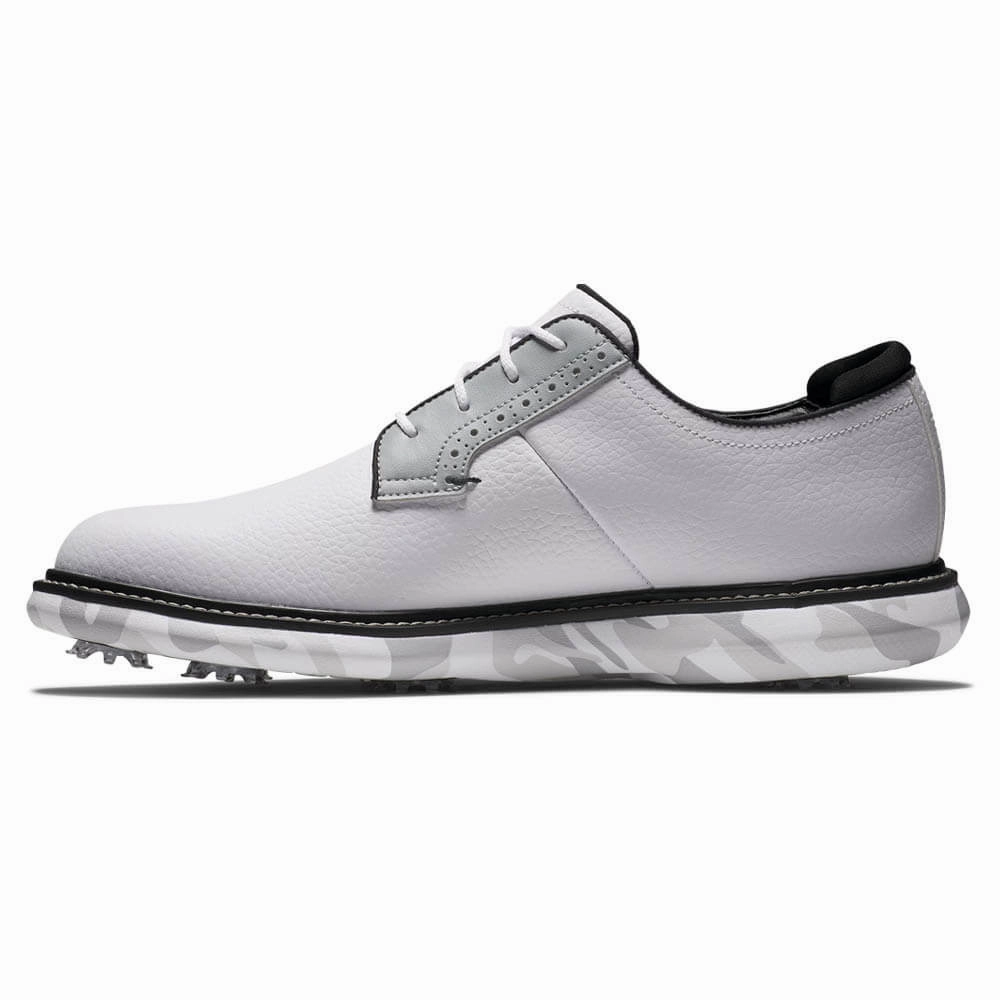All-Day Wear Shoes, Everyday Footwear, Beach Footwear FootJoy Traditions Blucher Golf Shoes White/Gray Camo - 24 Men