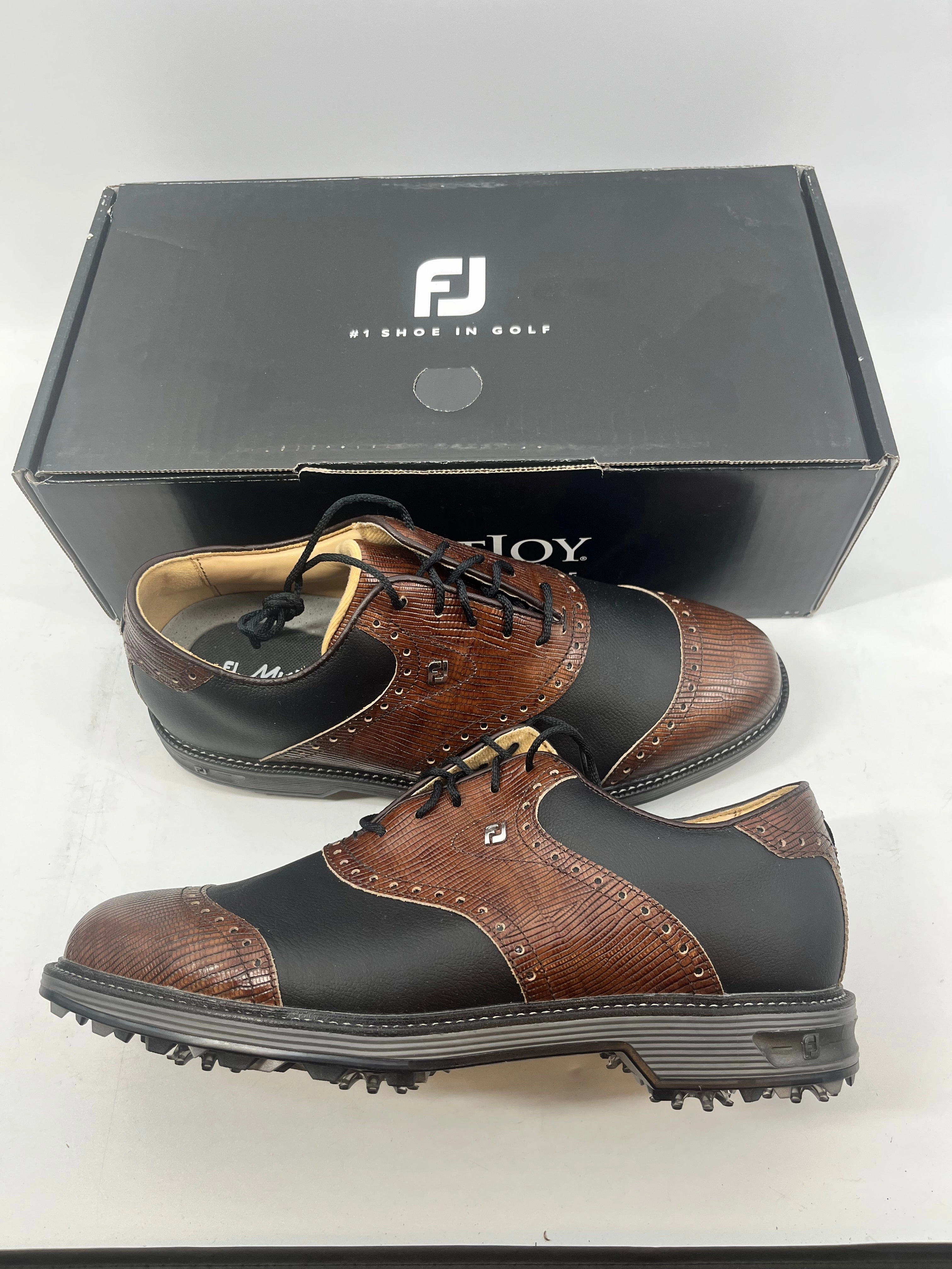 Comfy Ride Footjoy Myjoys Premiere Series Wilcox Golf Shoes Black Brown Custom 9 Wide Swift Fit Arch Support Shoes