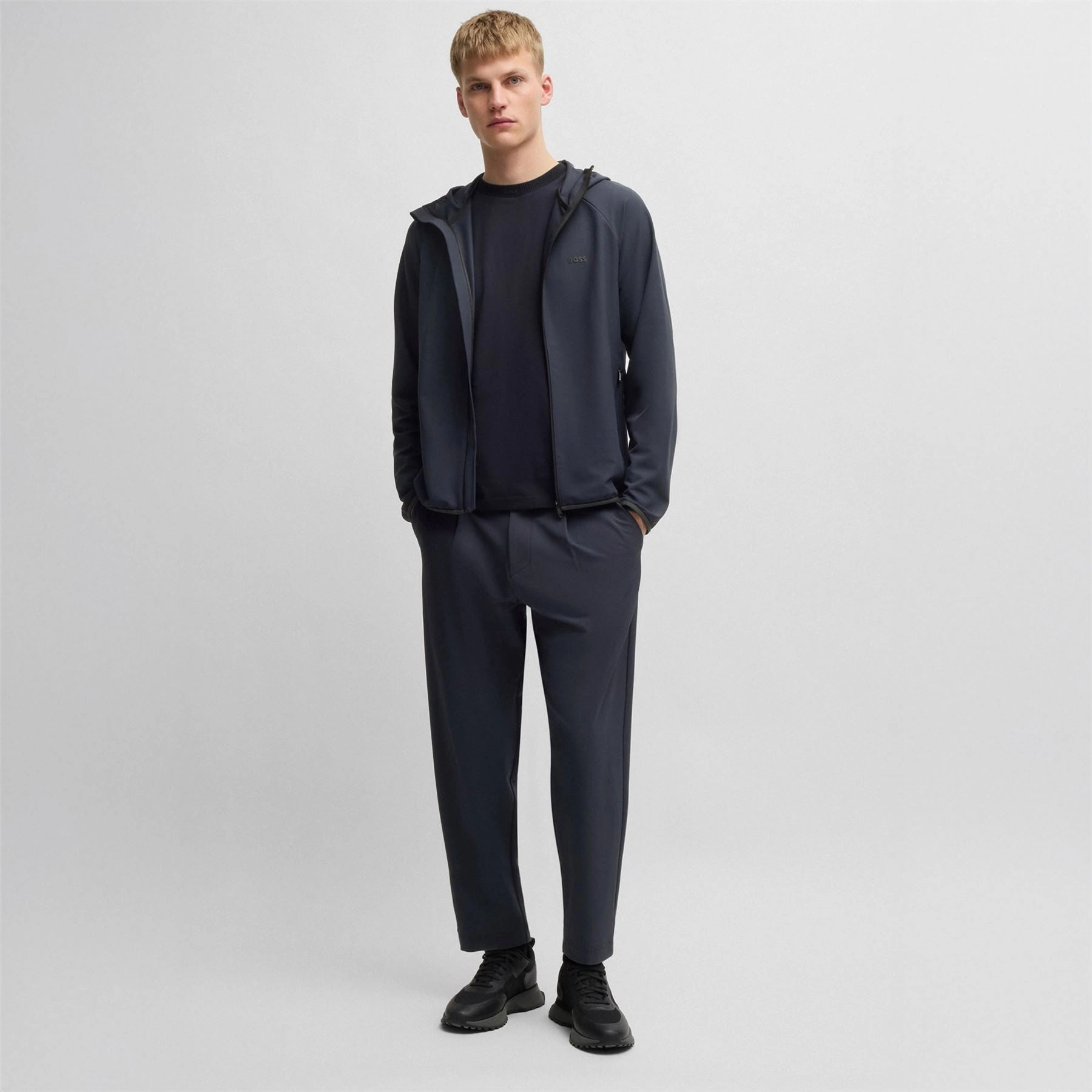 Commuter Hooded Jacket Dark Blue Boss Men's Fashion