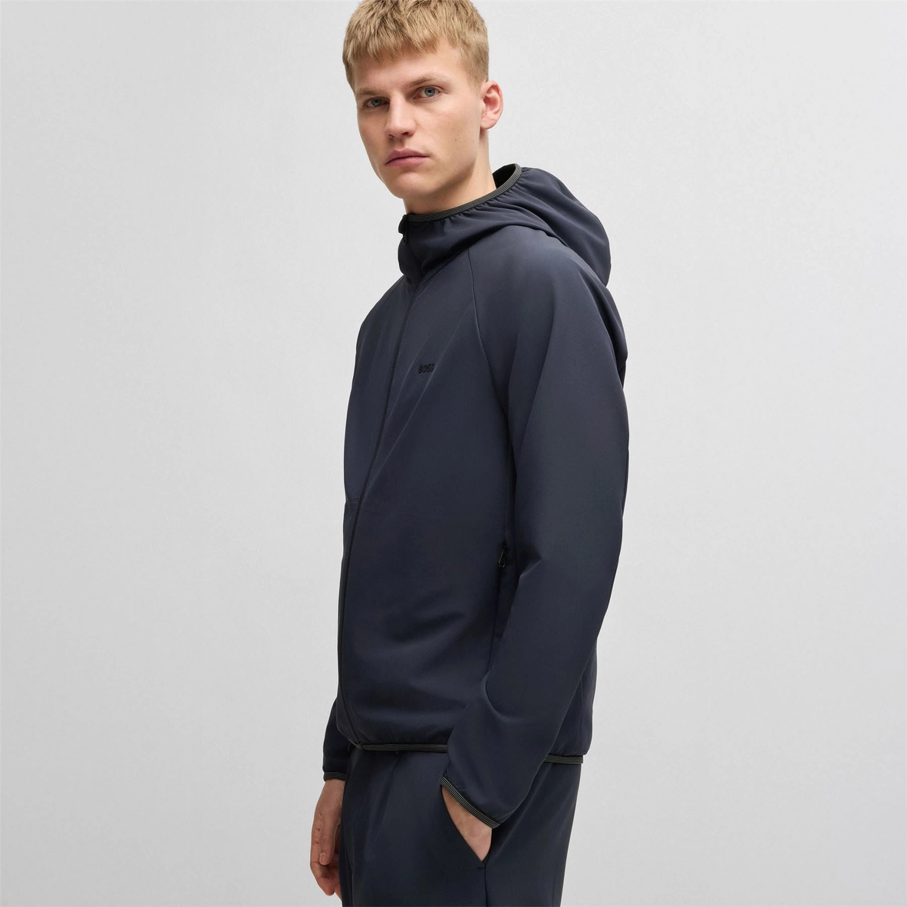 Commuter Hooded Jacket Dark Blue Boss Men's Fashion