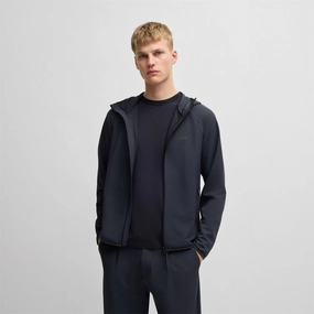Commuter Hooded Jacket Dark Blue Boss men's fashion and office attire