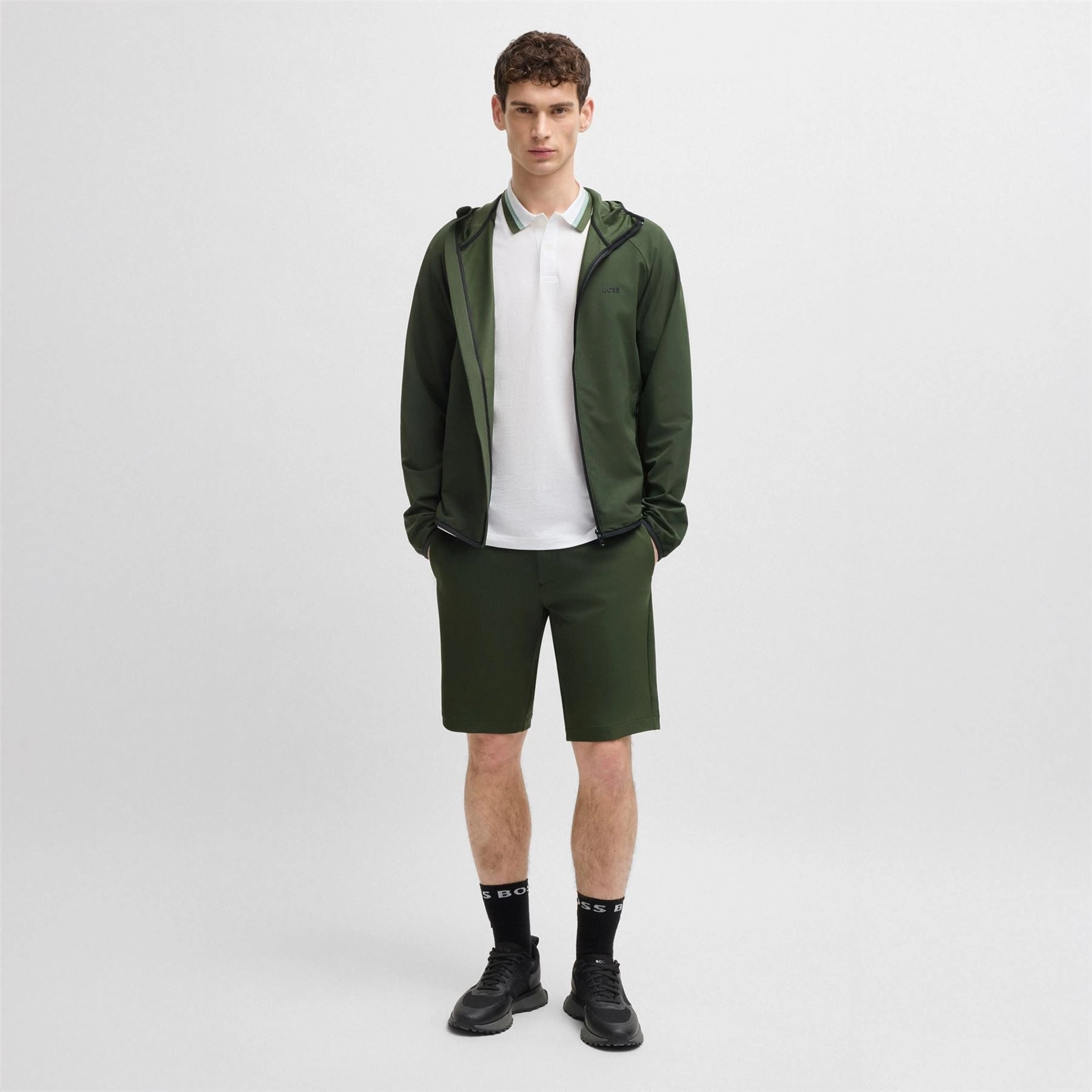 Commuter Hooded Jacket Dark Green Boss Men's Fashion