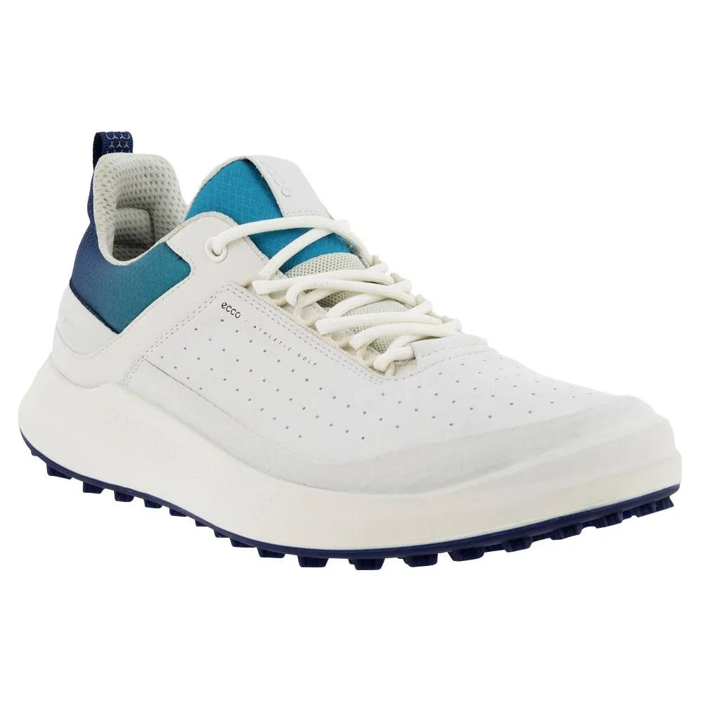 ECCO Core Spikeless Golf Shoes White/White/Blue Depths/Caribbean - 23 Men Poolside Shoes, Urban Casual Shoes, Fashion Low Tops