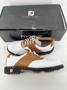 Lightweight Shoes Cool Kicks Footjoy Myjoys Premiere Icon Traditional Golf Shoes Custom White Brown 5.5 N Trail Ready Grippy Sole Shoes