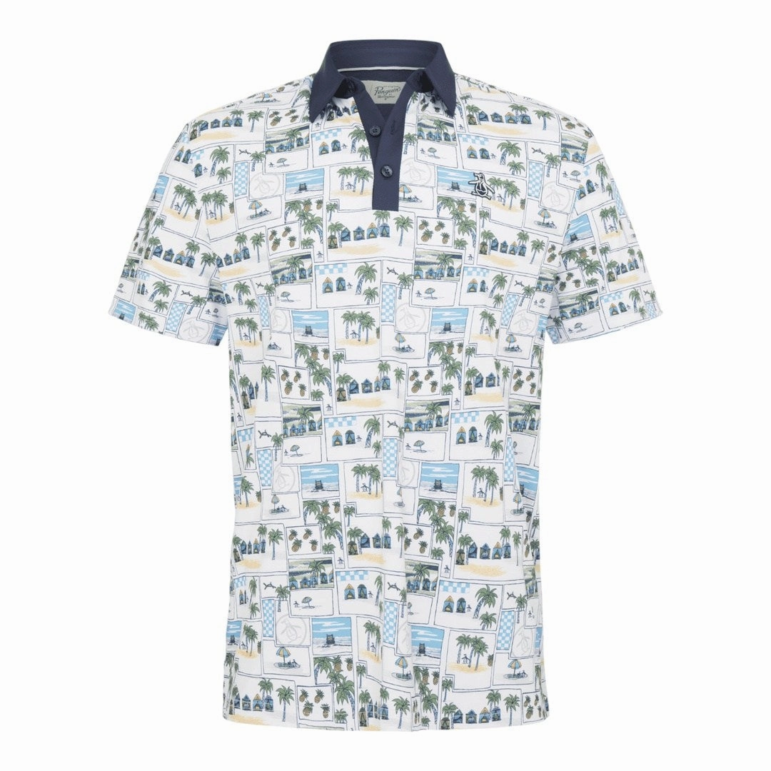 Cool Texture Top Original Penguin Beach Club Print Golf Polo Shirt OGKSD013 Sleek Hoodie casual clothing, men's performance wear