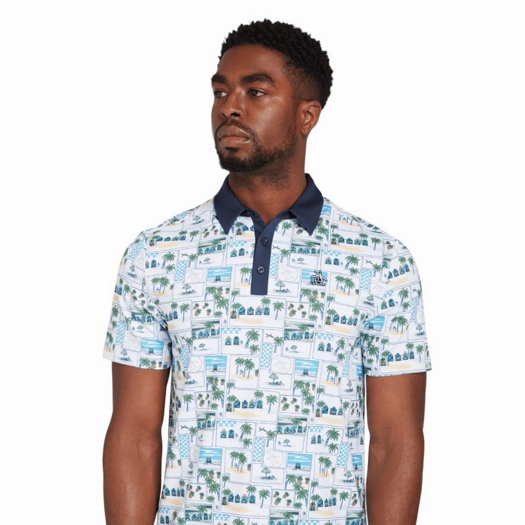 men's sport shorts Original Penguin Beach Club Print Golf Polo Shirt OGKSD013
