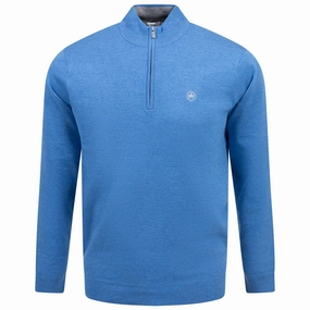 Coolspun Cotton Quarter Zip Mid Layer Blue Poppy Peter Millar clothing for men