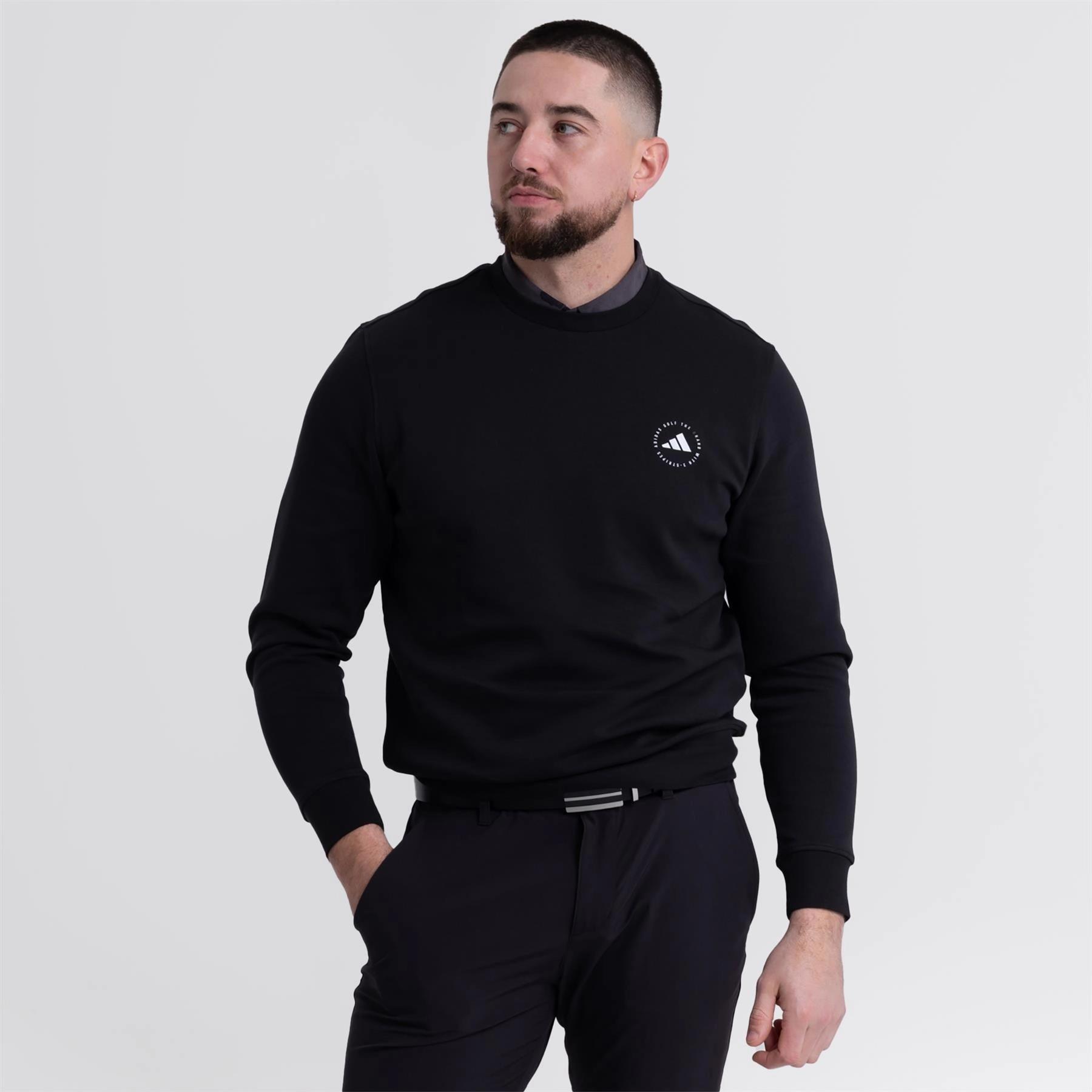 Core Crew Neck Regular Fit Sweatshirt Black Adidas men's athletic apparel