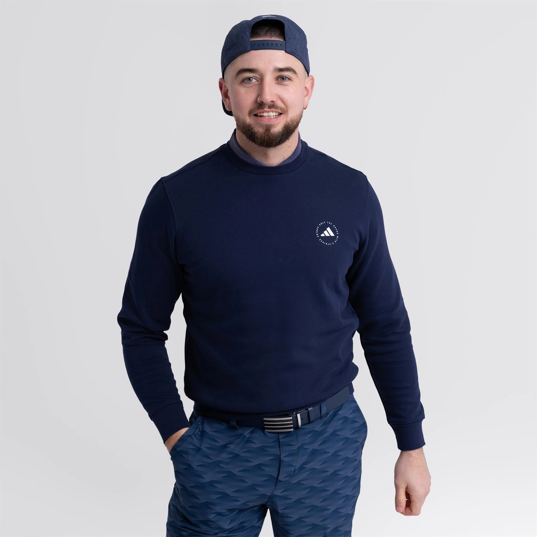 Core Crew Neck Regular Fit Sweatshirt Navy Adidas men's athletic apparel