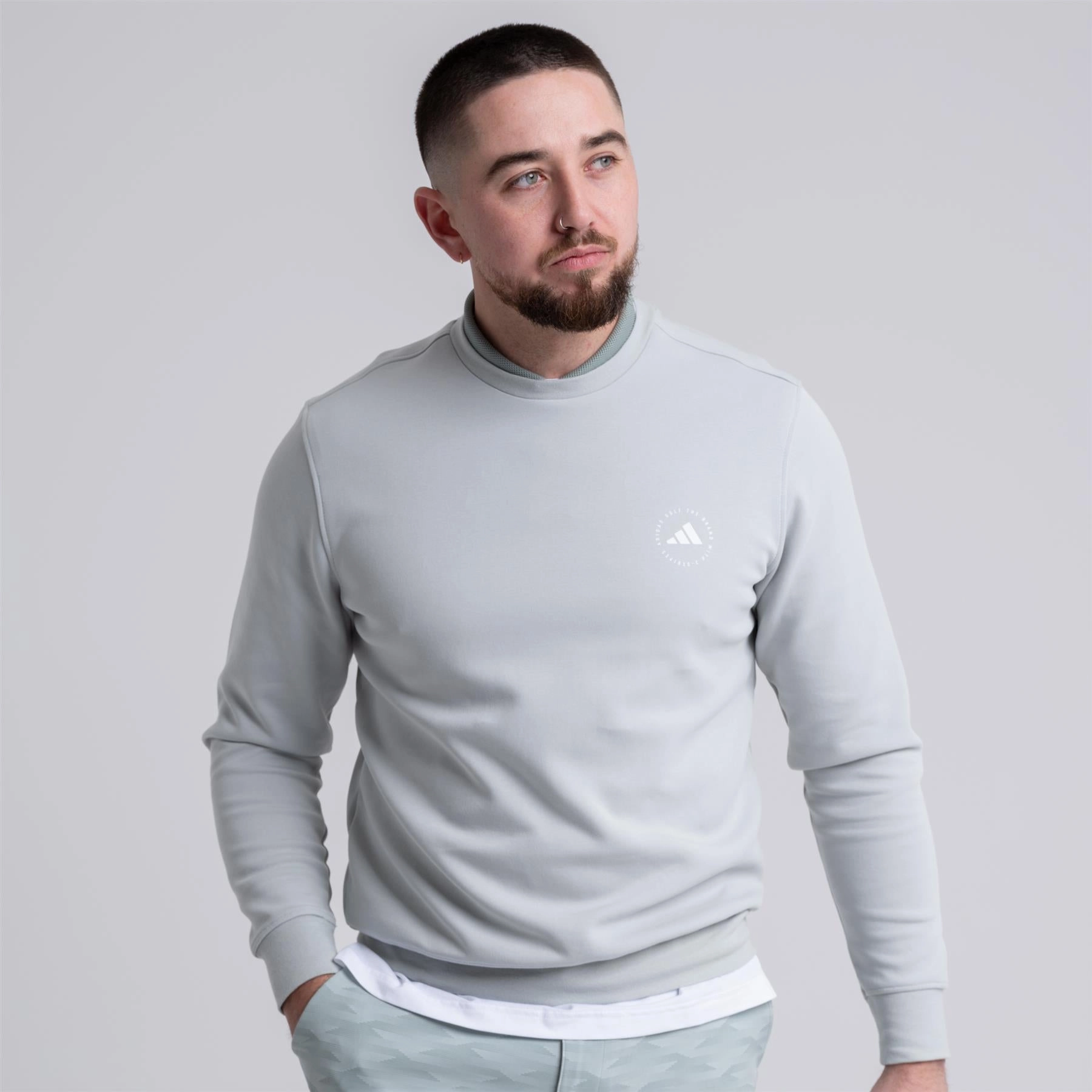 Core Crew Neck Regular Fit Sweatshirt Wonder Silver Adidas men's athletic apparel