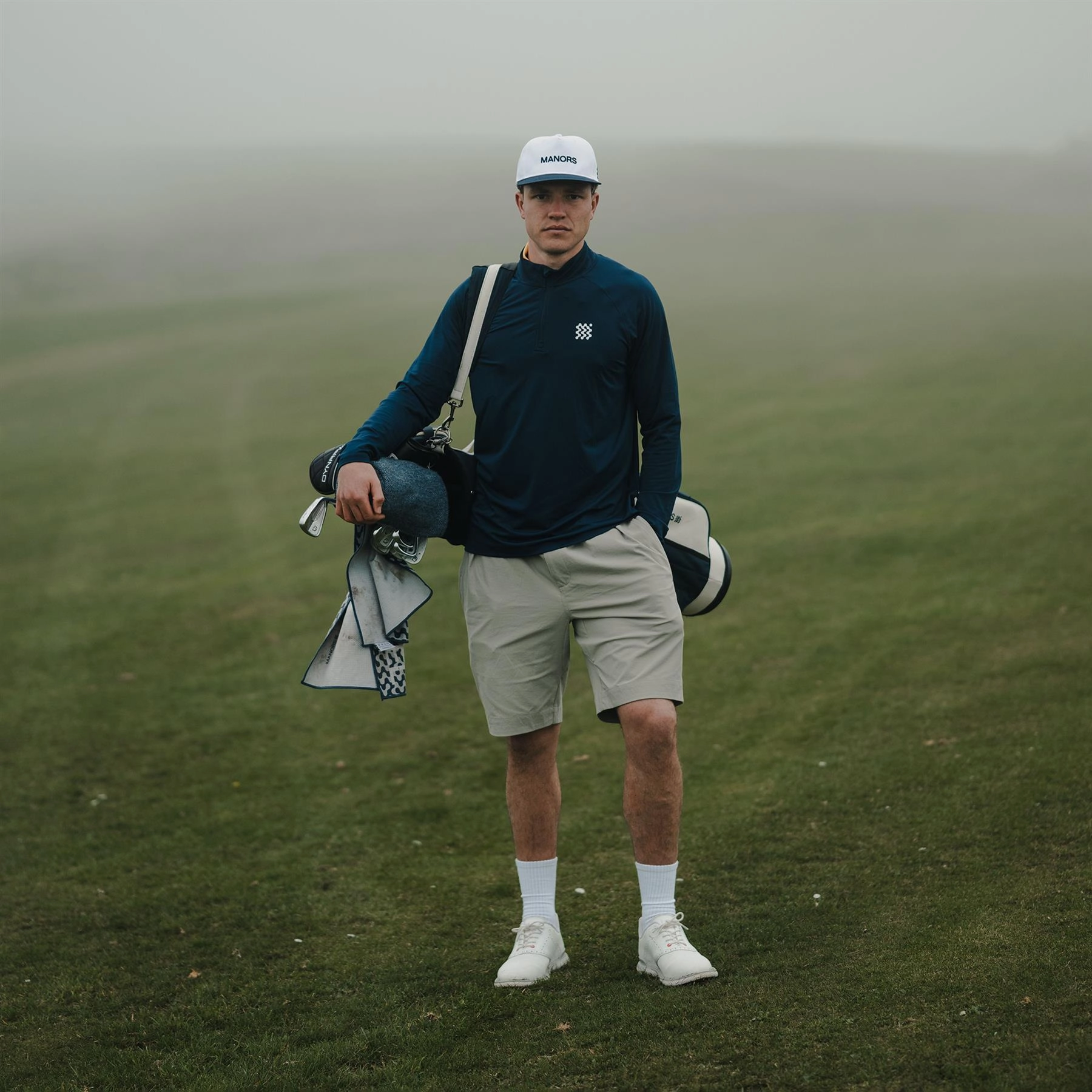 Course Quarter Zip Mid Layer Navy Manors Men's Classic Apparel