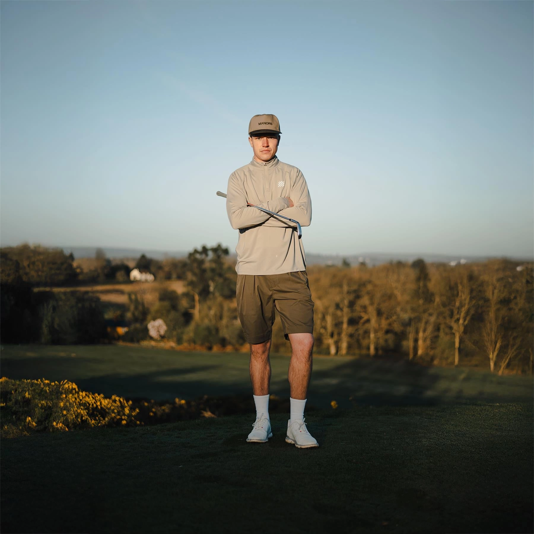 Course Quarter Zip Mid Layer Sand Manors Men's Classic Apparel