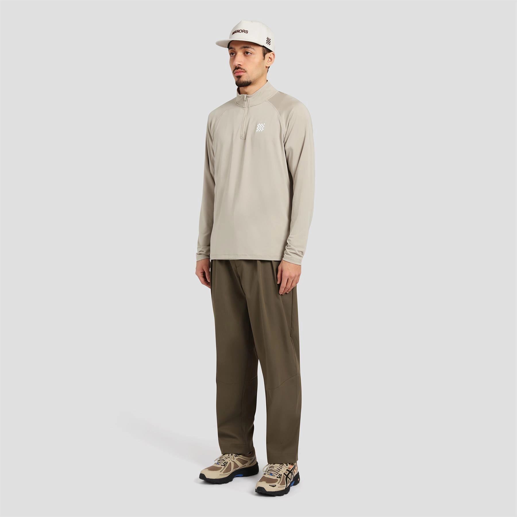 Course Quarter Zip Mid Layer Sand Manors mens classic apparel